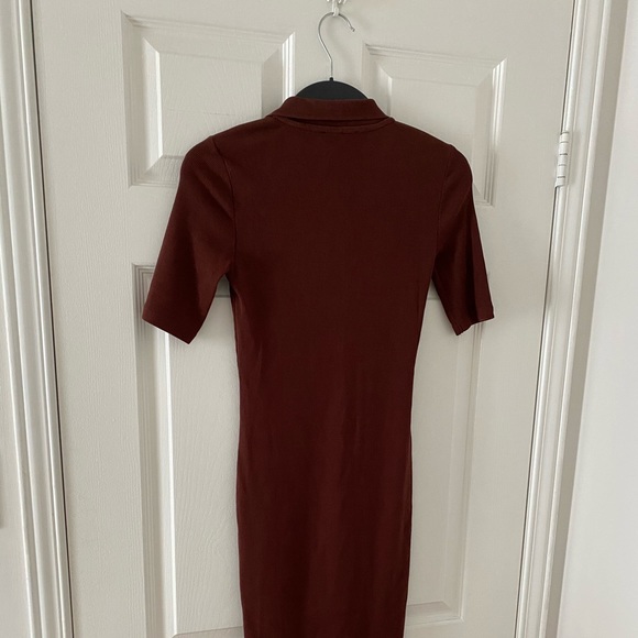 BURGUNDY FITTED COTTON POLO DRESS ZARA - Picture 5 of 5
